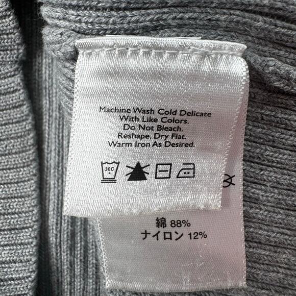 Eddie Bauer Women Soft Gray Knit Full Zip Ribbed Sweater Medium y2K - Picture 5 of 7